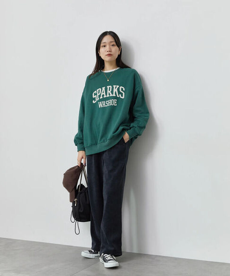Samansa Mos2 blue「ロゴ入りビッグスウェット」|Tシャツ・カットソー|