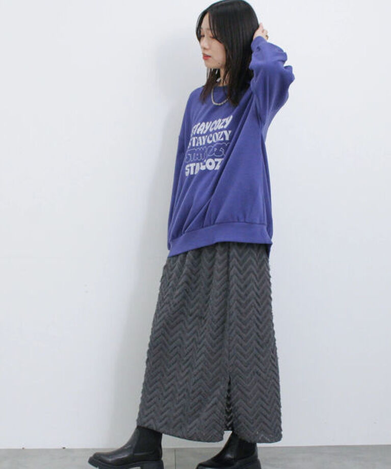 Samansa Mos2 blue「ロゴ入りビッグスウェット」|Tシャツ・カットソー|