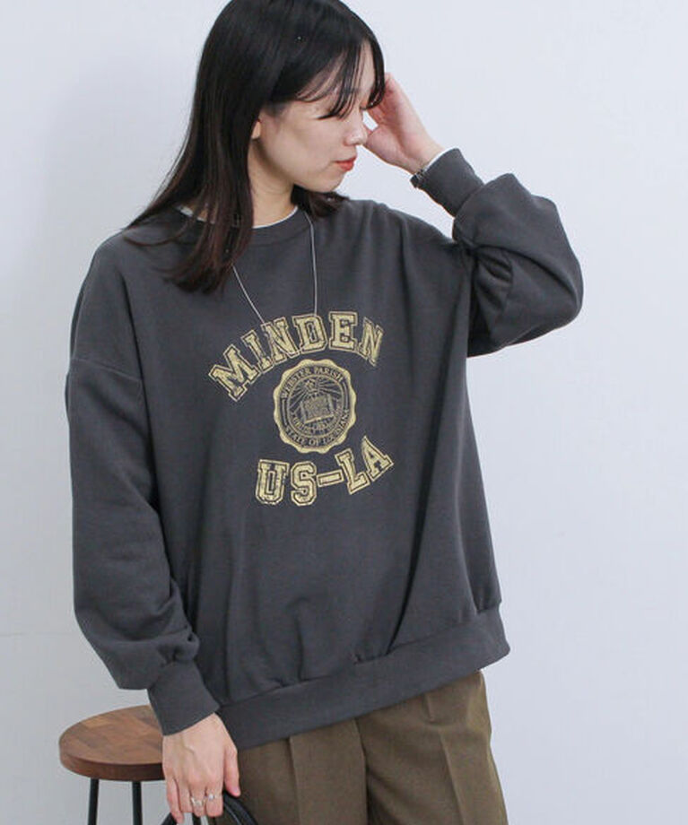 Samansa Mos2 blue「ロゴ入りビッグスウェット」|Tシャツ・カットソー|