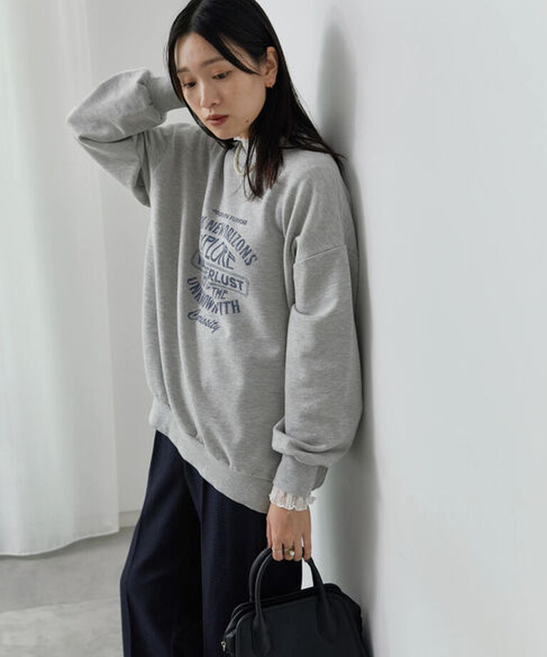 Samansa Mos2 blue「ロゴ入りビッグスウェット」|Tシャツ・カットソー|