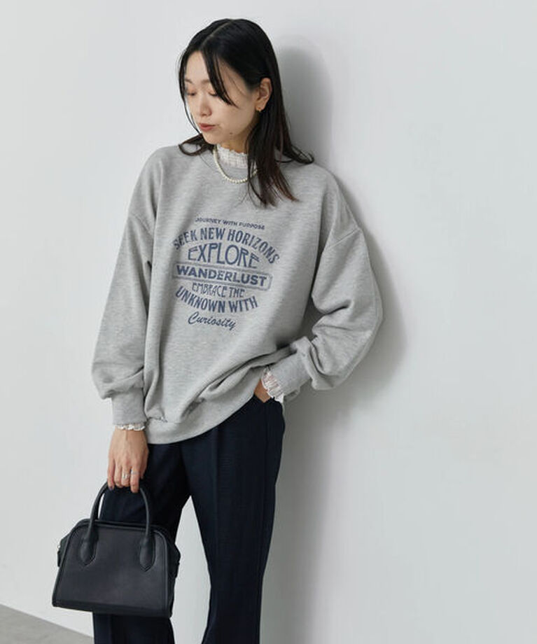 Samansa Mos2 blue「ロゴ入りビッグスウェット」|Tシャツ・カットソー|