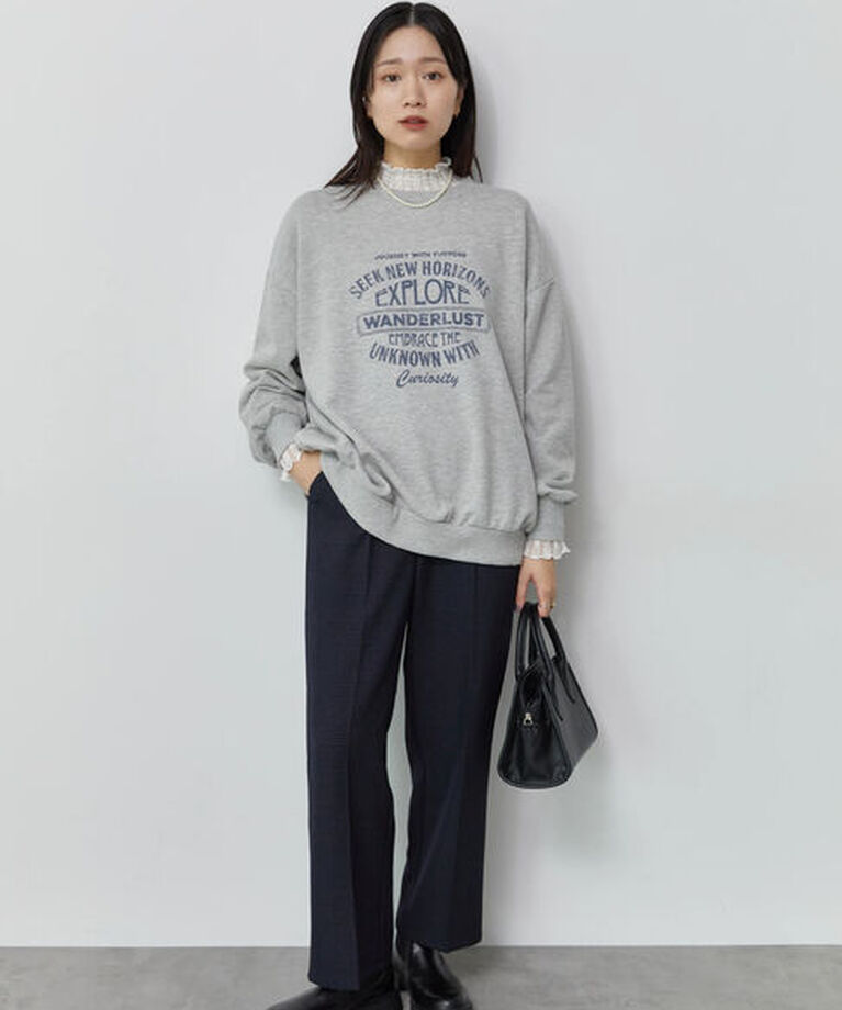 Samansa Mos2 blue「ロゴ入りビッグスウェット」|Tシャツ・カットソー|