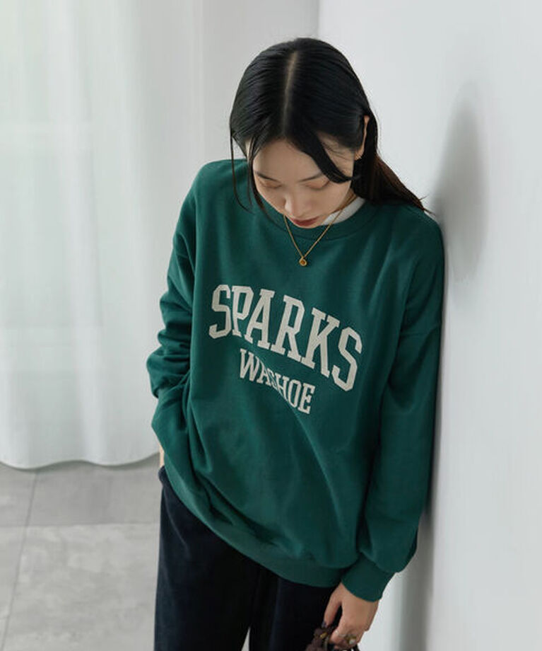 Samansa Mos2 blue「ロゴ入りビッグスウェット」|Tシャツ・カットソー|