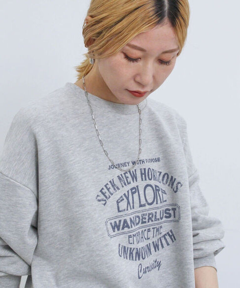 Samansa Mos2 blue「ロゴ入りビッグスウェット」|Tシャツ・カットソー|
