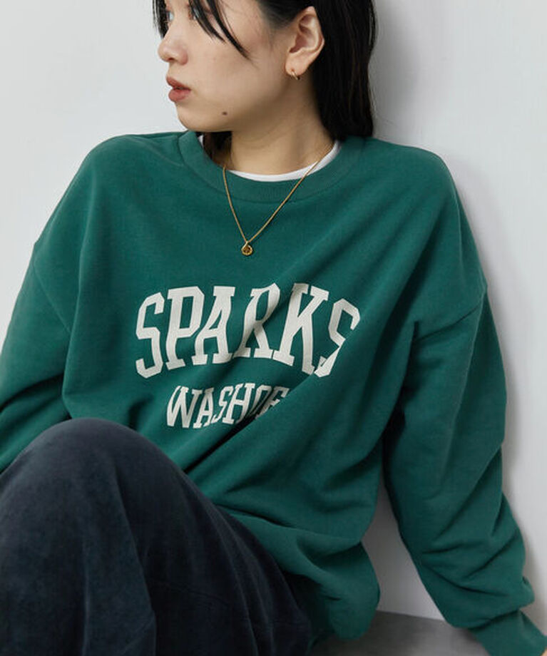 Samansa Mos2 blue「ロゴ入りビッグスウェット」|Tシャツ・カットソー|