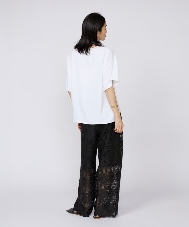 INED「《大きいサイズ》吸汗速乾ジョーゼットプルオーバー」|Tシャツ・カットソー|