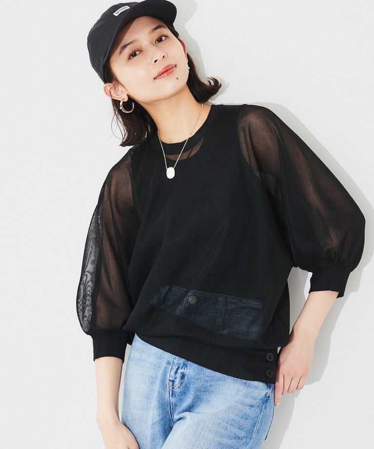UNTITLED「【Munich】シアーパフスリーブプルオーバー」|Tシャツ・カットソー|