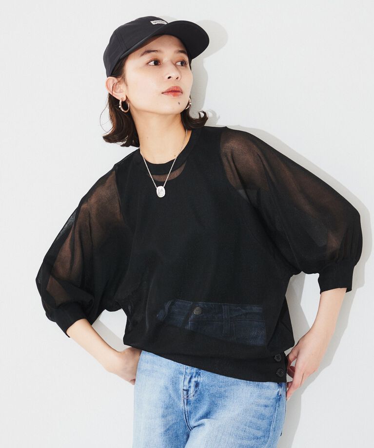 UNTITLED「【Munich】シアーパフスリーブプルオーバー」|Tシャツ・カットソー|ﾌﾞﾗｯｸ(019)