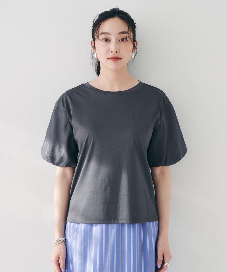 UNTITLED「【二の腕カバー/洗える】袖シアーバルーンプルオーバー」|Tシャツ・カットソー|
