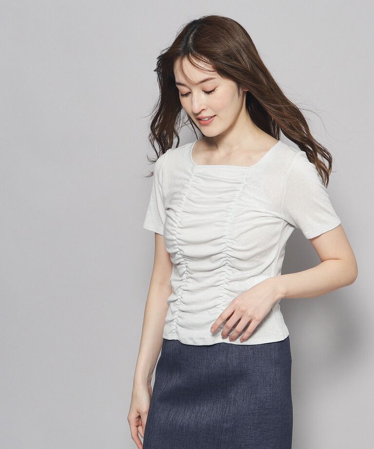 COUP DE CHANCE「【洗える／日本製】華やかギャザーラメジャージ」|Tシャツ・カットソー|