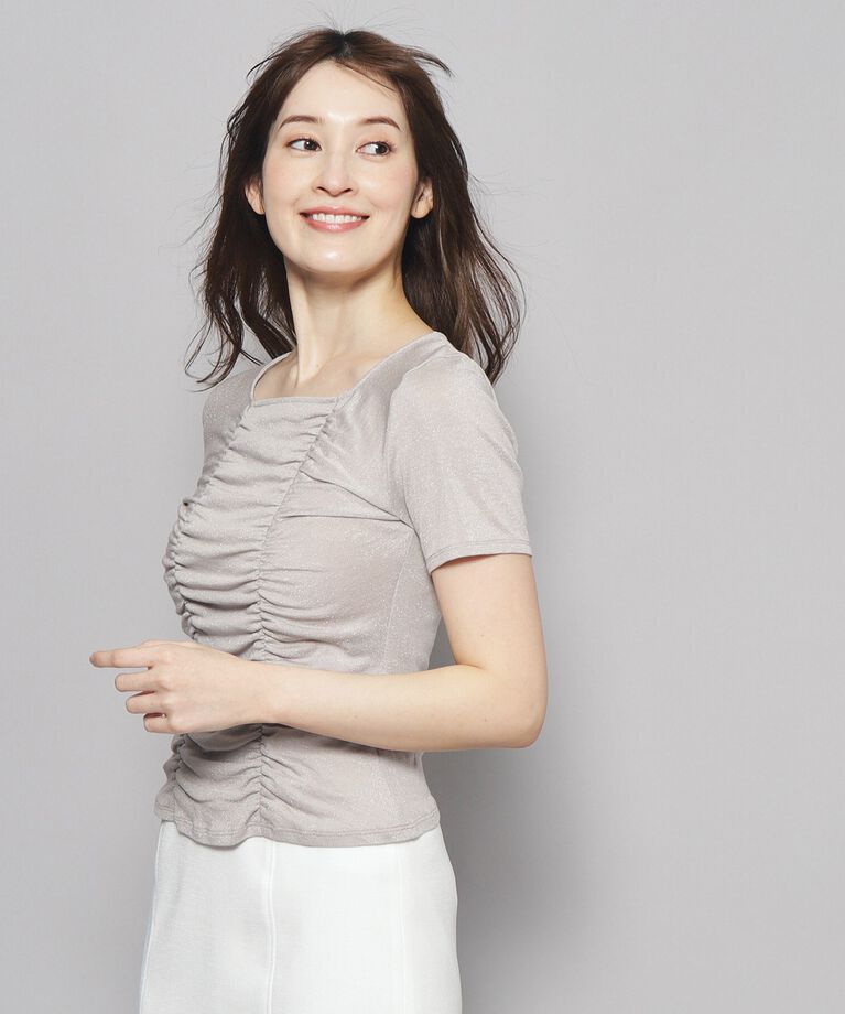 COUP DE CHANCE「【洗える／日本製】華やかギャザーラメジャージ」|Tシャツ・カットソー|