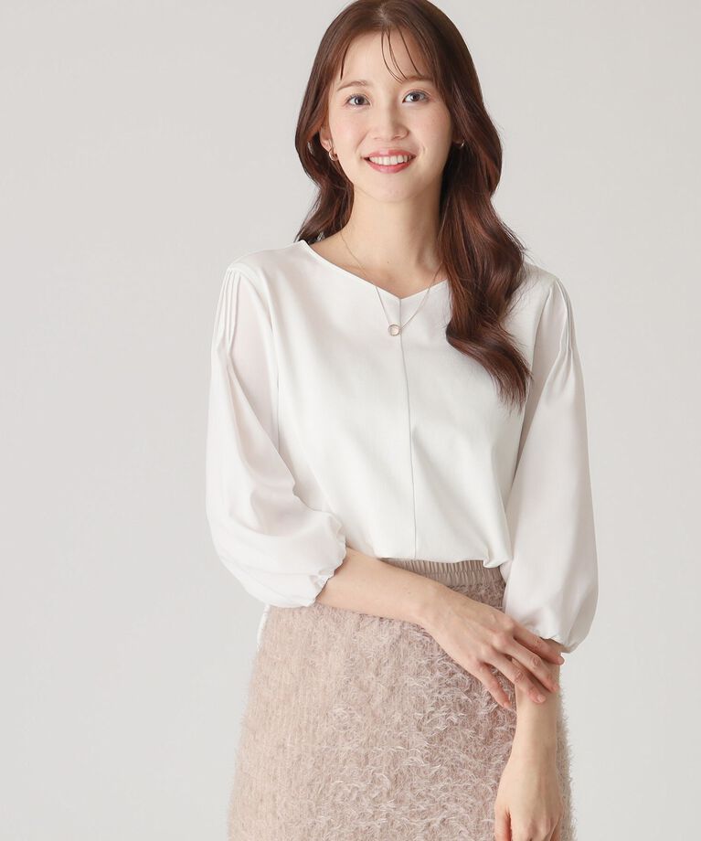 COUP DE CHANCE「【洗える／日本製／袖の異素材使い】ジャージプルオーバー」|Tシャツ・カットソー|