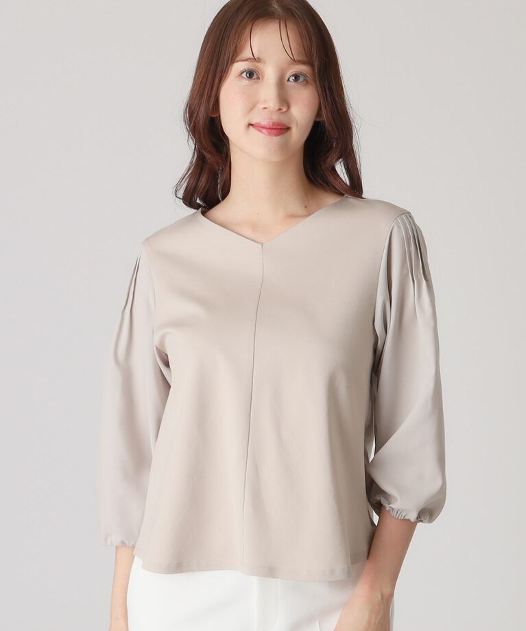 COUP DE CHANCE「【洗える／日本製／袖の異素材使い】ジャージプルオーバー」|Tシャツ・カットソー|