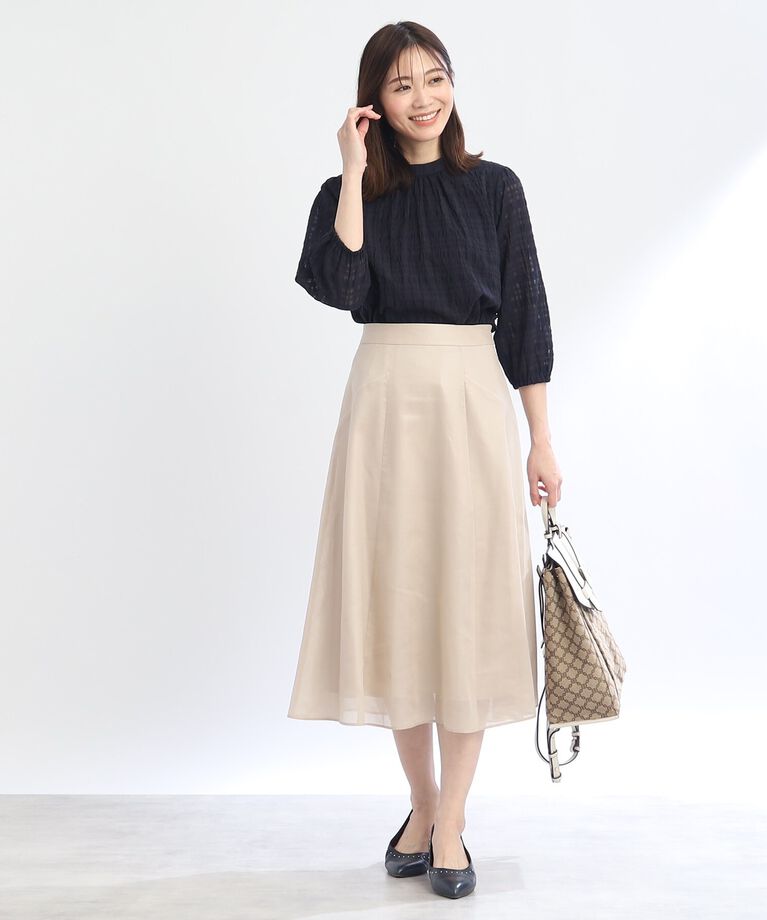 Reflect「【SALE／手洗い可／セットアップ可能】チェック柄シアーブラウス」|シャツ・ブラウス|