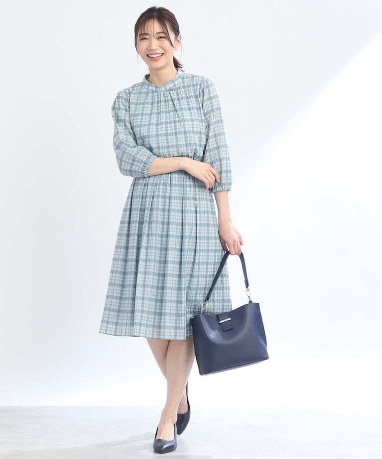 Reflect「【SALE／手洗い可／セットアップ可能】チェック柄シアーブラウス」|シャツ・ブラウス|