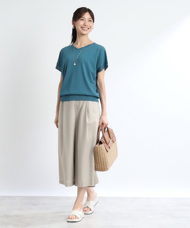 Reflect「【SALE／体型カバー／マシンウォッシュ可／ウエストゴム仕様／セットアップ可能】リラクシーガウチョパンツ」|その他|