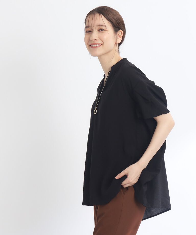 Reflect「【SALE／E‐QUALITY／手洗い可】涼しげ袖ディティールブラウス」|シャツ・ブラウス|ブラック(019)