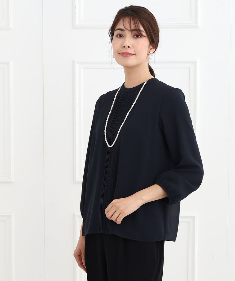 Reflect「【春SALE/マシンウォッシュ可】フロントレースブラウス」|シャツ・ブラウス|ネイビー(094)