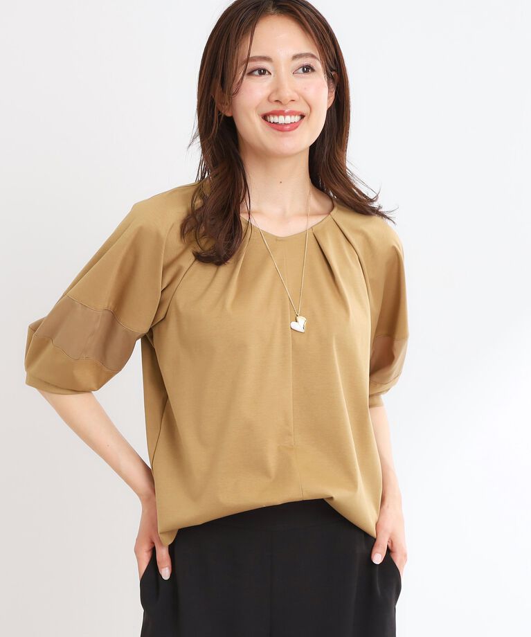 Reflect「【接触冷感／マシンウォッシュ可】キレイめラグランスリーブジャージ」|Tシャツ・カットソー|キャメルブラウン(0