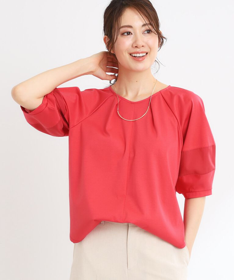 Reflect「【接触冷感／マシンウォッシュ可】キレイめラグランスリーブジャージ」|Tシャツ・カットソー|レッド(062)