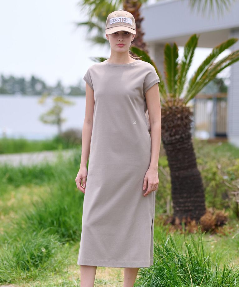 DRESSTERIOR「【カットソー素材/ポケット付き】フレンチスリーブコットンジャージワンピース」|ワンピース|