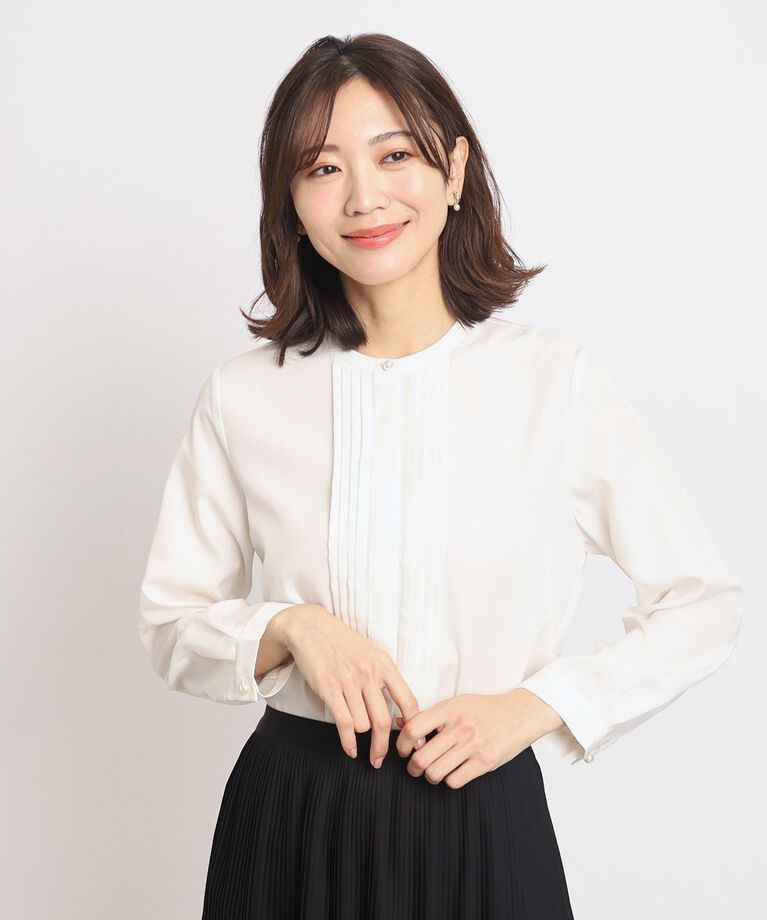 grove「【UVカット】普段使いにもハレの日にも！パール調釦ピンタックブラウス」|シャツ・ブラウス|