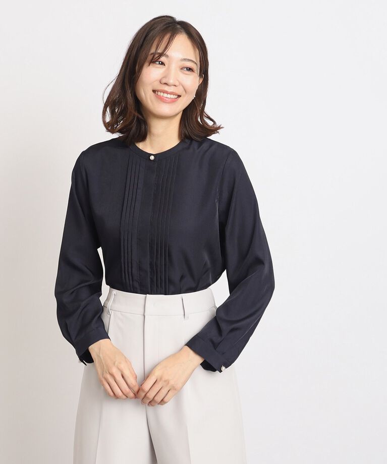 grove「【UVカット】普段使いにもハレの日にも！パール調釦ピンタックブラウス」|シャツ・ブラウス|ﾈｲﾋﾞｰ(094)