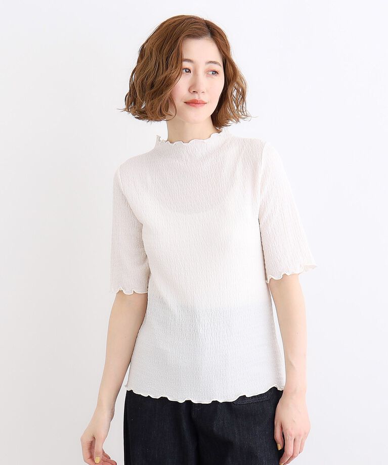 grove「【洗える】五分袖シャーリングメロープルオーバー」|Tシャツ・カットソー|