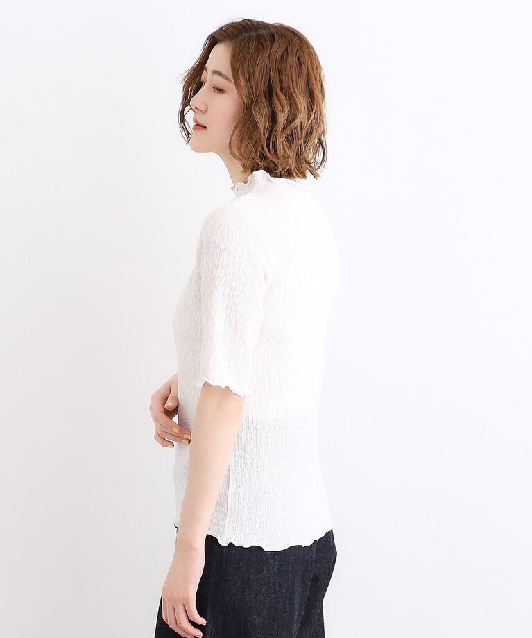 grove「【洗える】五分袖シャーリングメロープルオーバー」|Tシャツ・カットソー|