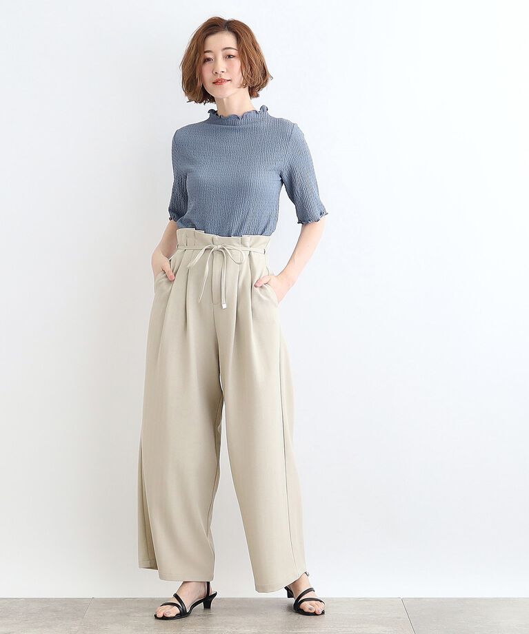 grove「【洗える】五分袖シャーリングメロープルオーバー」|Tシャツ・カットソー|