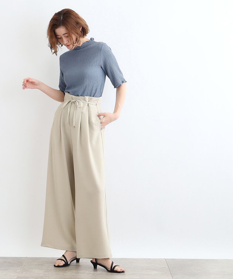 grove「【洗える】五分袖シャーリングメロープルオーバー」|Tシャツ・カットソー|