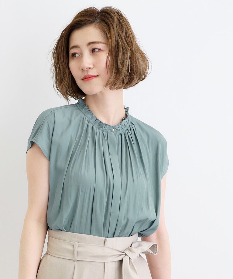 grove「＜ご自宅で洗える＞ヴィンテージサテンフレンチブラウス」|シャツ・ブラウス|