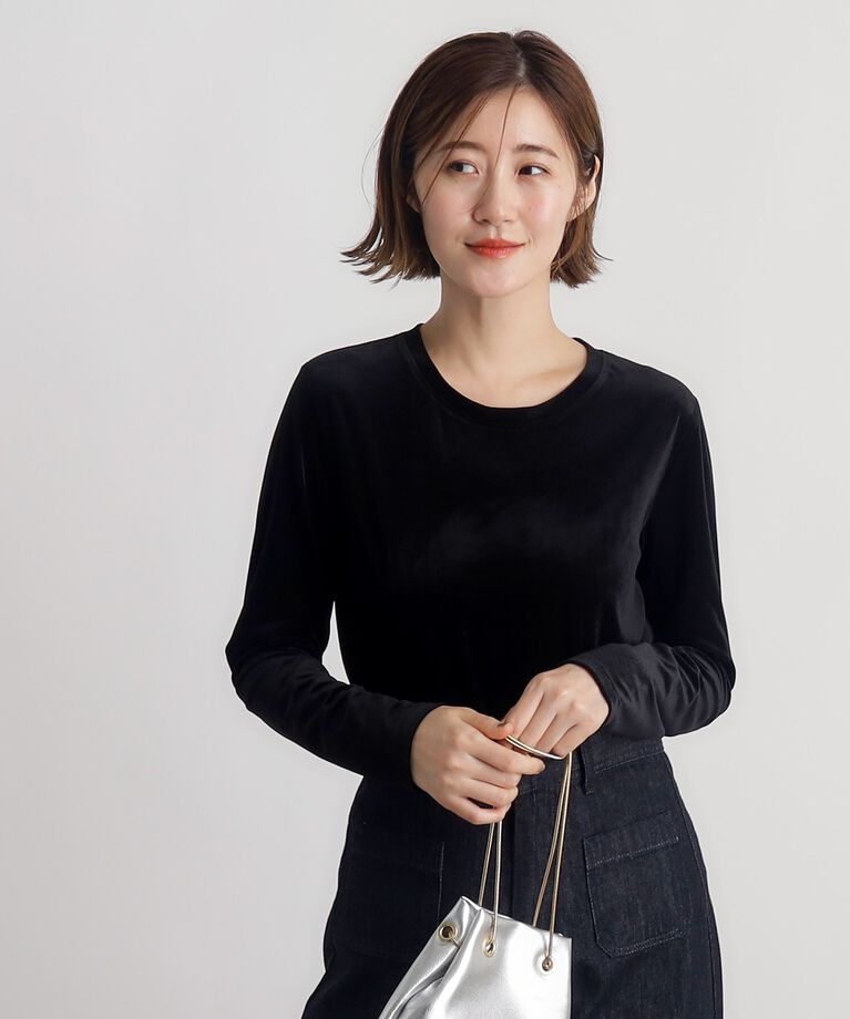 grove「シアーカットベロアロンT」|Tシャツ・カットソー|ブラック(019)