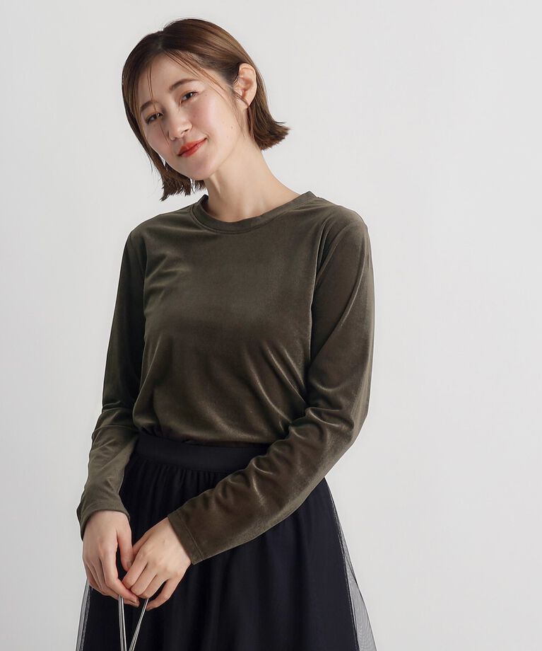 grove「シアーカットベロアロンT」|Tシャツ・カットソー|カーキ(029)