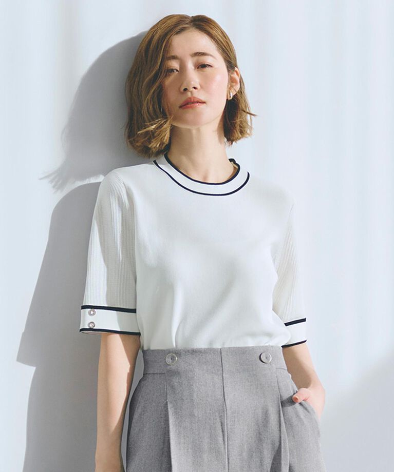 grove「【ひんやり多機能】やわらかドライタッチワイドスリーブプルオーバー」|ニット・セーター|オフホワイト(503