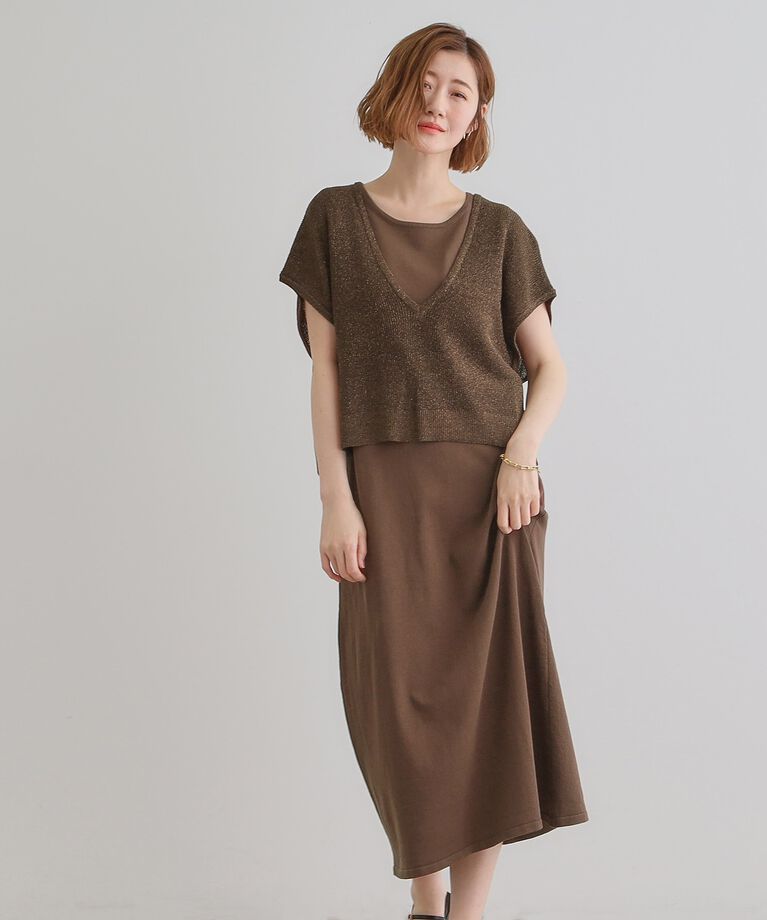 grove「ラメベスト×ニットワンピースSET」|ワンピース|