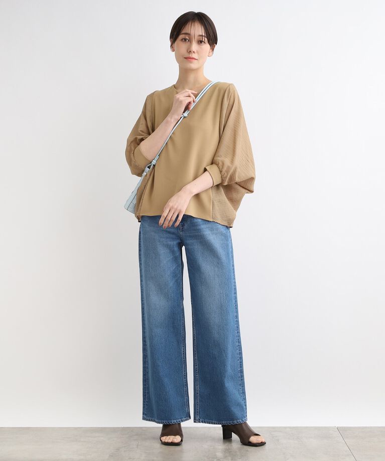 INDIVI「【洗える／異素材ドッキング】ドルマンスリーブトップス」|Tシャツ・カットソー|