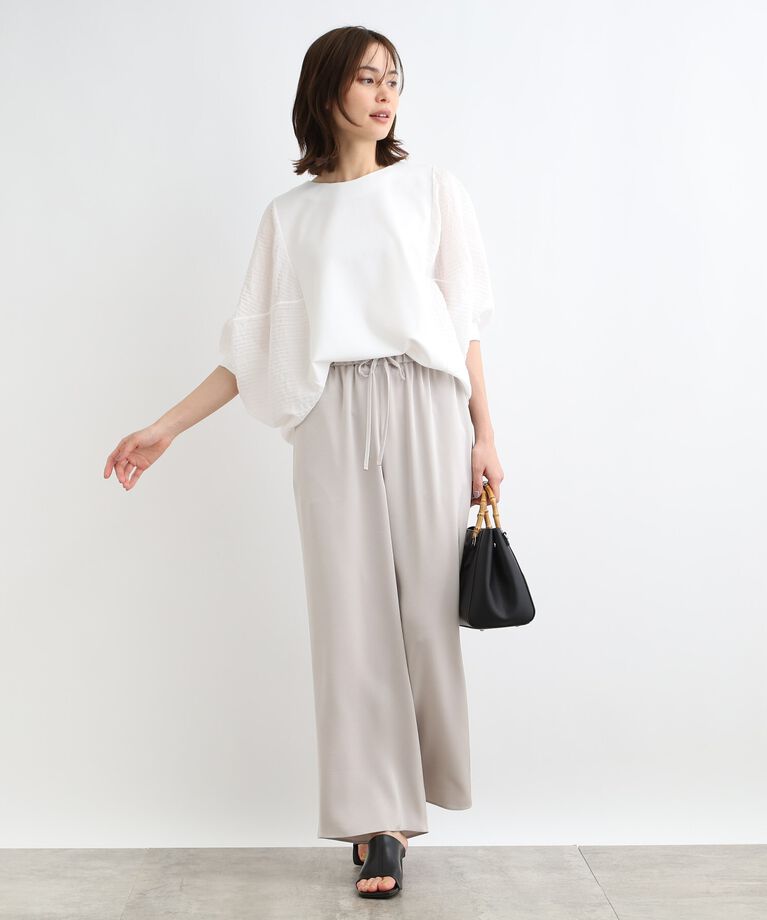 INDIVI「【洗える／異素材ドッキング】ドルマンスリーブトップス」|Tシャツ・カットソー|