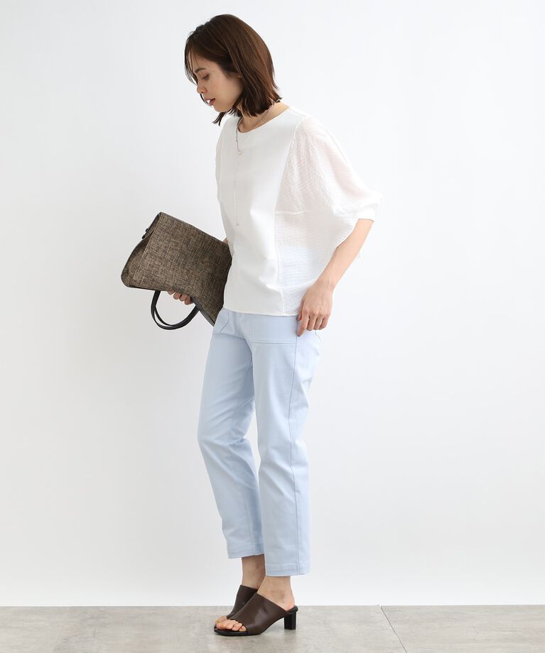 INDIVI「【洗える／異素材ドッキング】ドルマンスリーブトップス」|Tシャツ・カットソー|