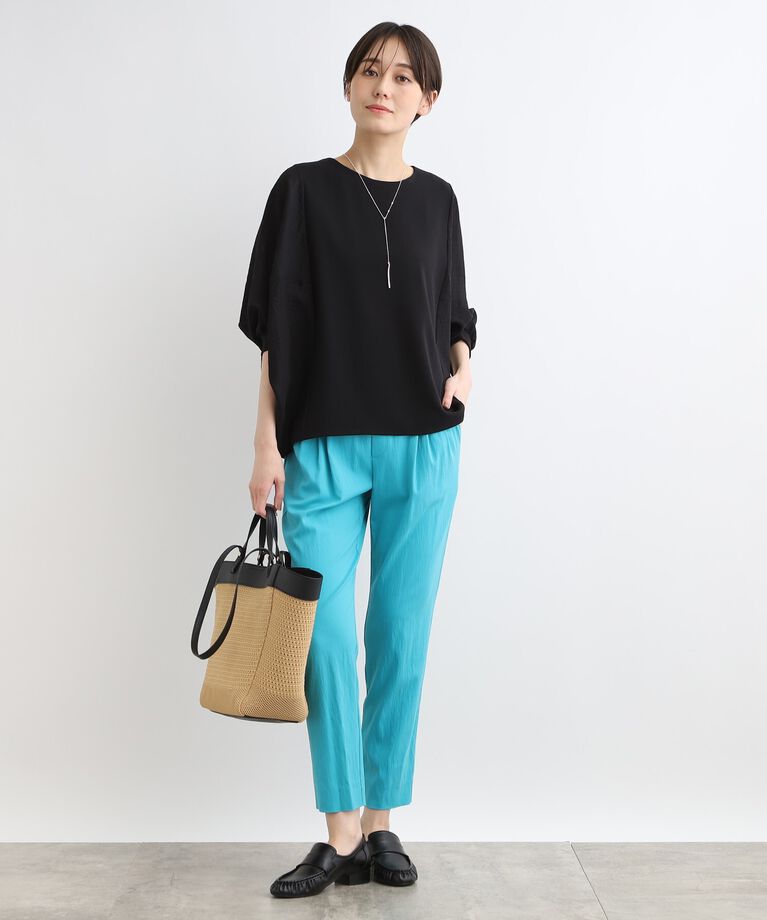 INDIVI「【洗える／異素材ドッキング】ドルマンスリーブトップス」|Tシャツ・カットソー|