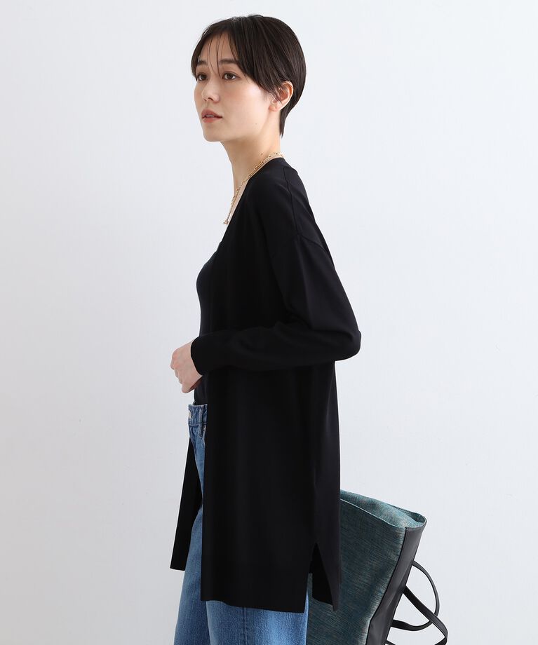 INDIVI「【洗える】リラックスロングニットカーディガン」|カーディガン|