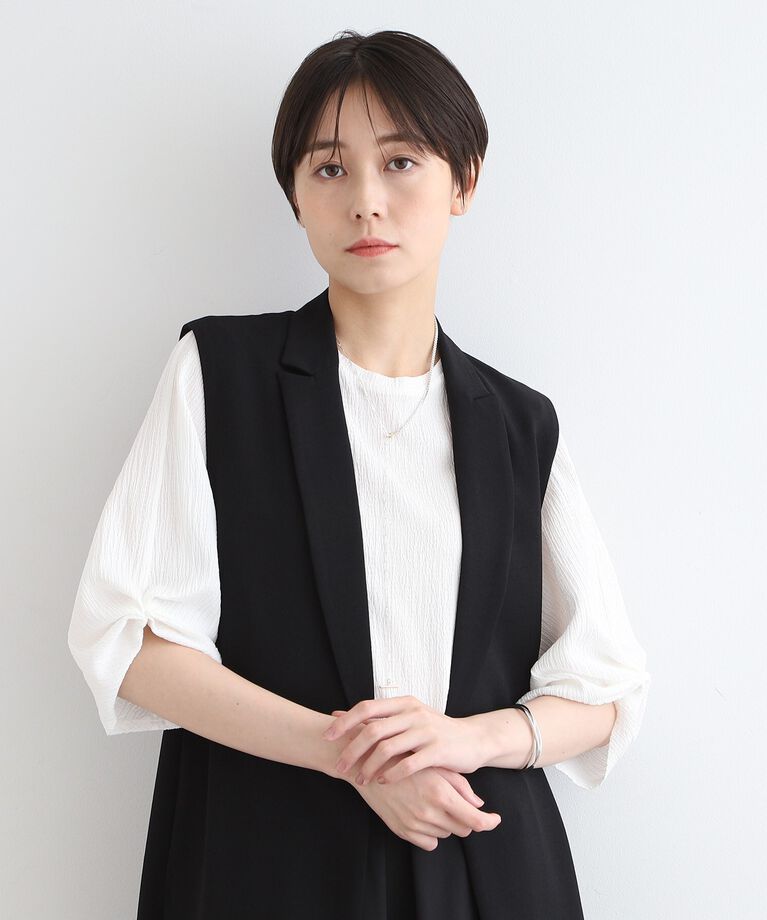 INDIVI「【洗える／UVケア／凹凸素材】タックスリーブトップス」|Tシャツ・カットソー|