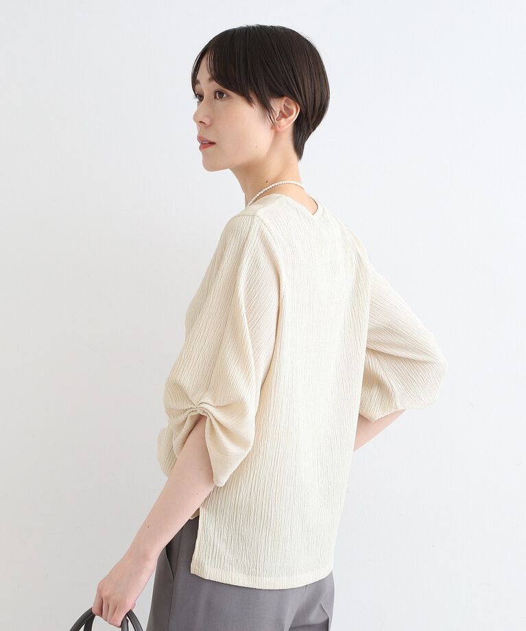 INDIVI「【洗える／UVケア／凹凸素材】タックスリーブトップス」|Tシャツ・カットソー|