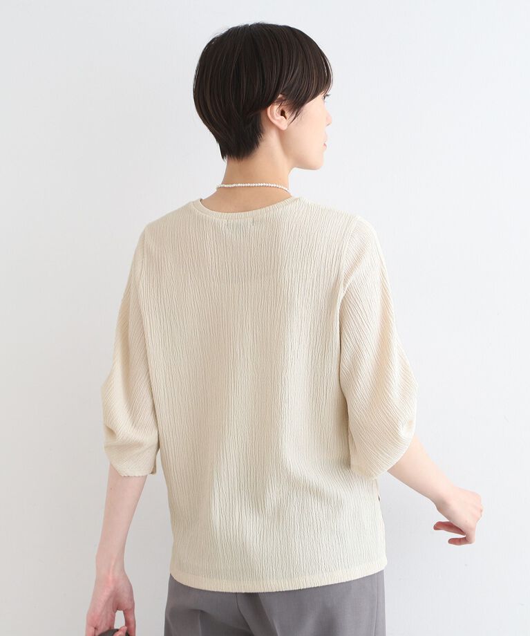 INDIVI「【洗える／UVケア／凹凸素材】タックスリーブトップス」|Tシャツ・カットソー|