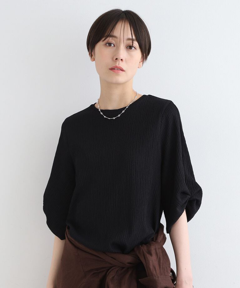 INDIVI「【洗える／UVケア／凹凸素材】タックスリーブトップス」|Tシャツ・カットソー|