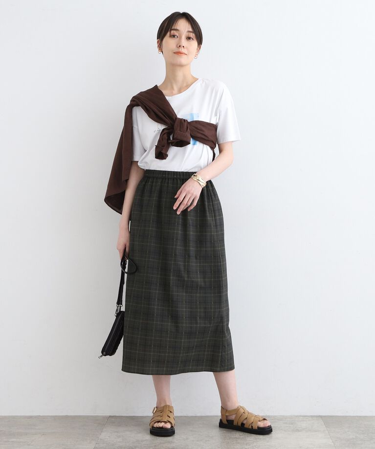INDIVI「【洗える／SETUP可能／超軽量】チェック柄Iラインスカート」|スカート|