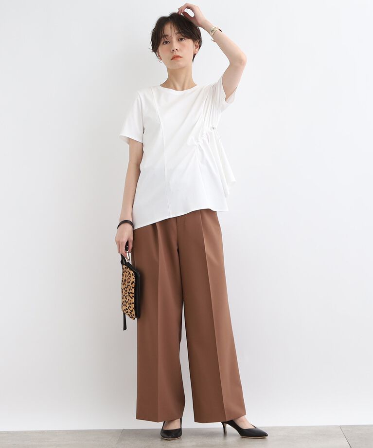 INDIVI「【洗える／トレンド】ドロストデザインTシャツ」|Tシャツ・カットソー|
