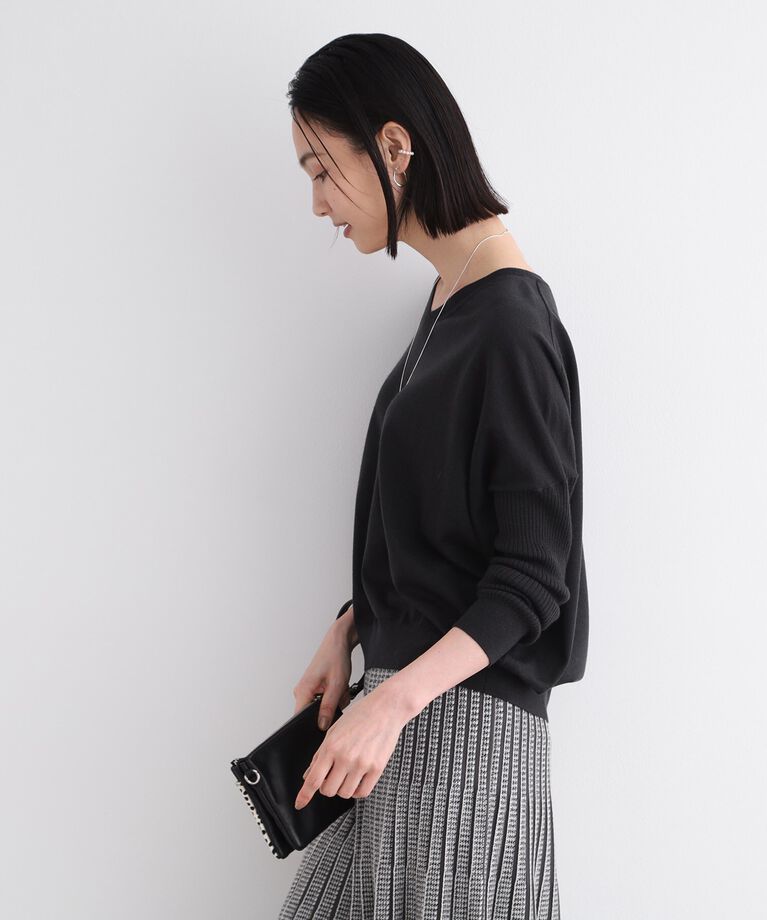 INDIVI「【ウール混】リブスリーブコンパクトニット」|ニット・セーター|
