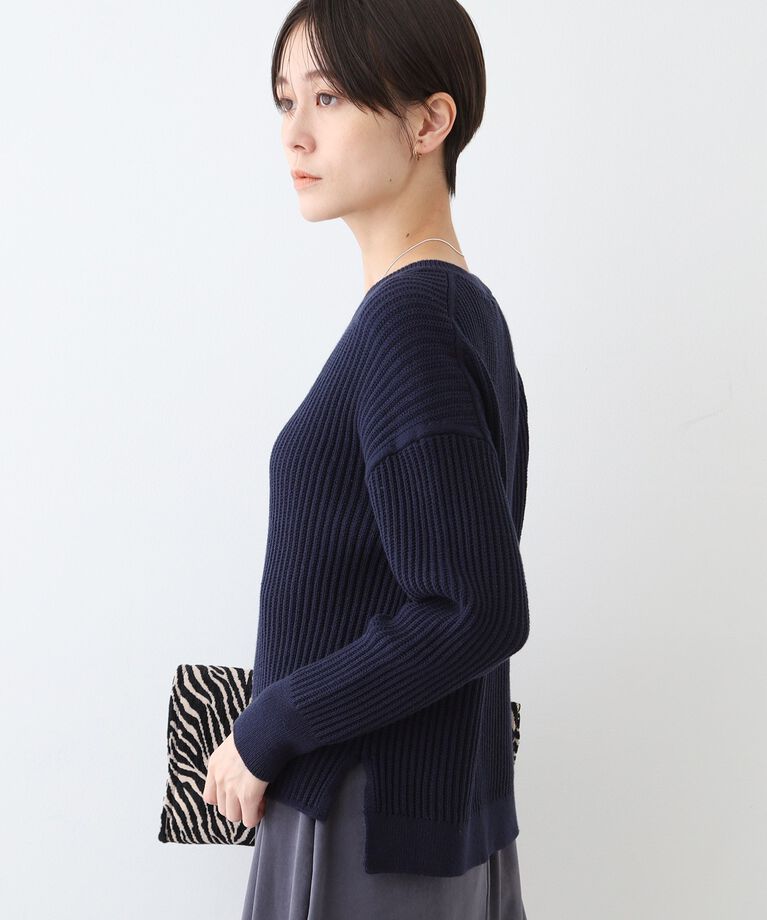 INDIVI「春SALE！【洗える／コットン混】アシメデザインニット」|ニット・セーター|