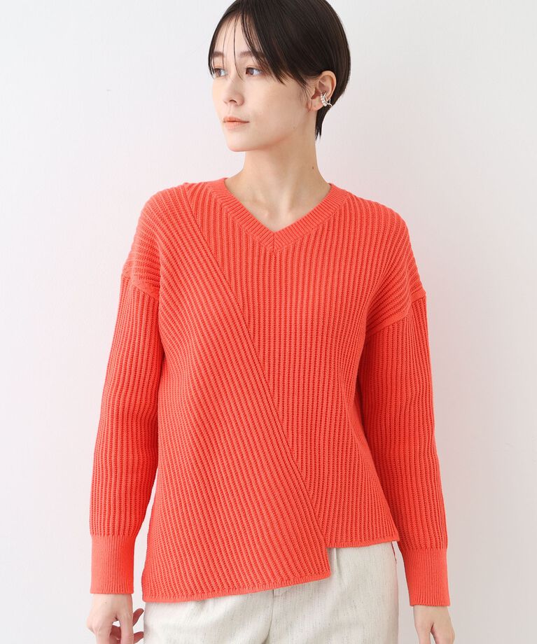 INDIVI「春SALE！【洗える／コットン混】アシメデザインニット」|ニット・セーター|